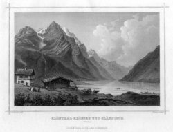 Stahlstich Klönthal, Klönsee und Glärnisch