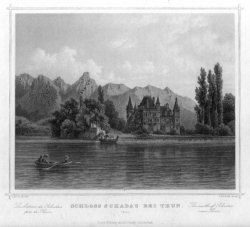 Stahlstich Schloss Schadau bei Thun