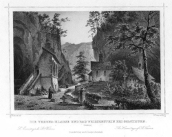 Stahlstich die Verena Klause und Bad Weissenstein bei Solothurn